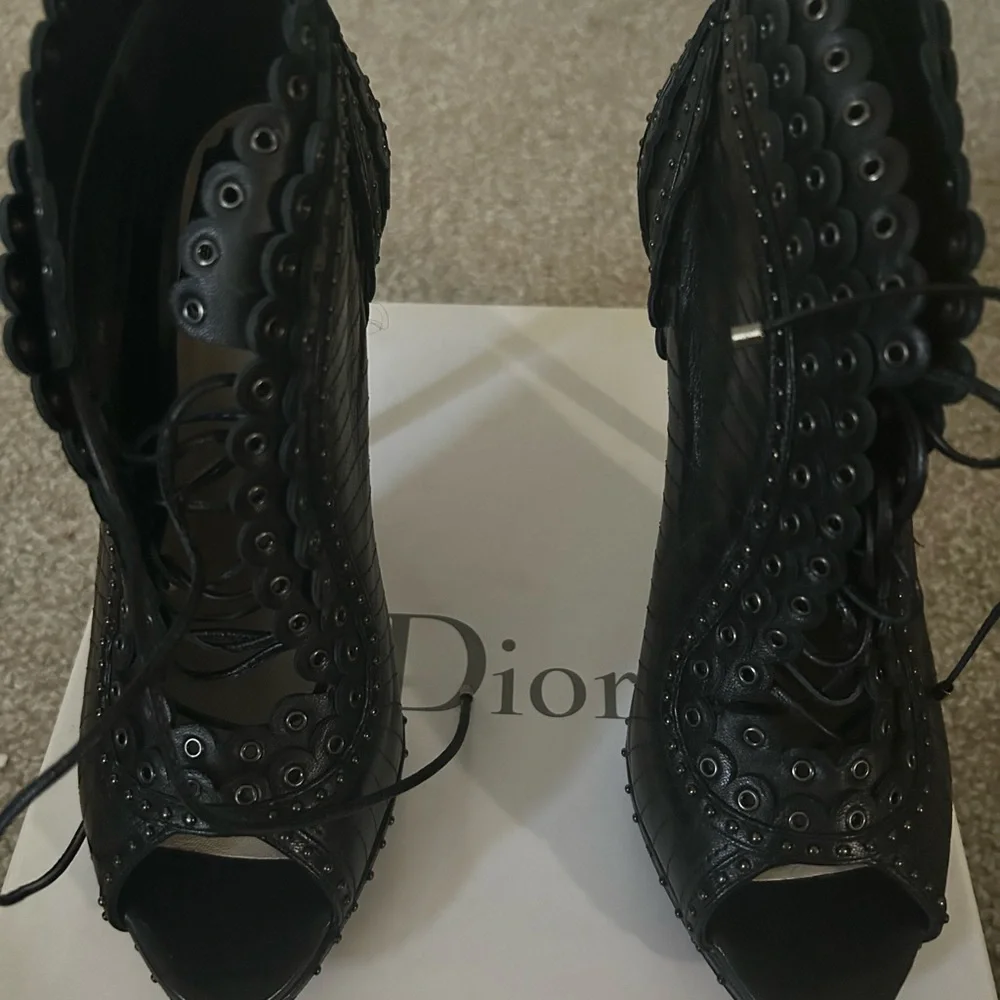 Dior Black Studded Heeled Boots - Picture 4 of 11